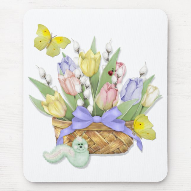 Spring Tulip Basket Mouse Pad (Front)