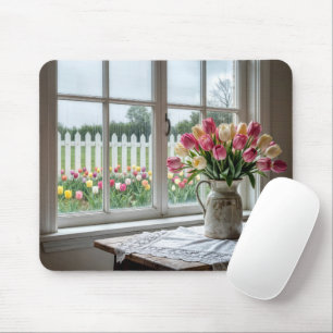 Spring Tulip Bouquet by Rainy Window Mouse Pad