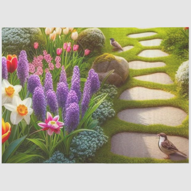 Spring Tulip Daffodils Hyacinth FloralTissue Paper (Front)