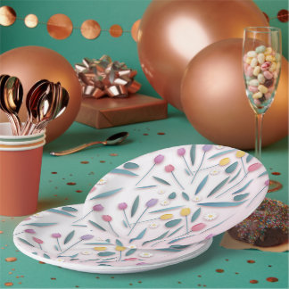Spring Tulip & Daisy Paper Plates