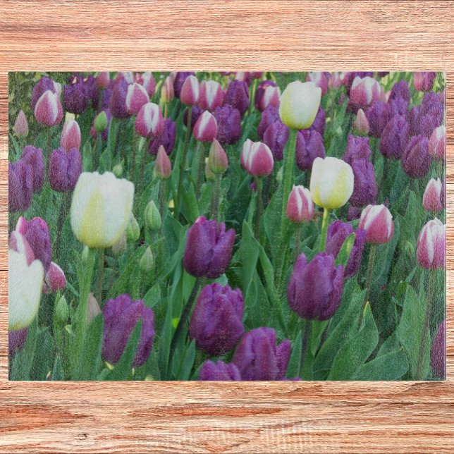 Spring Tulip Garden Floral Cutting Board (In Situ)