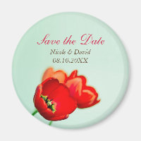 Spring tulip red floral announcement save the date