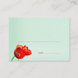 Spring tulip red floral escort seating place card
