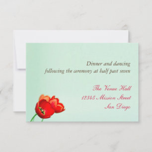 Spring tulip red floral mint wedding enclosure invitation