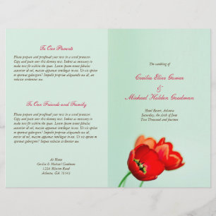 Spring tulip red floral mint wedding program