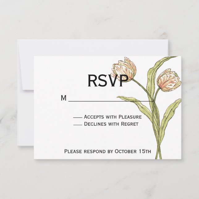 Spring Tulip RSVP (fully customisable) Card (Front)