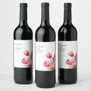 Spring Tulip Wedding Wine Label