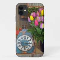 Spring tulips and clock iphone case