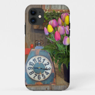 Spring tulips and clock iphone case