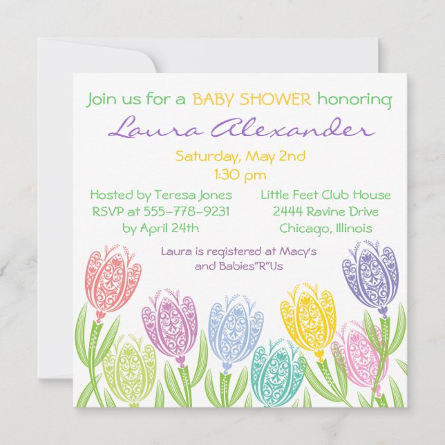 Spring Tulips - Baby Shower Invitation (Front)