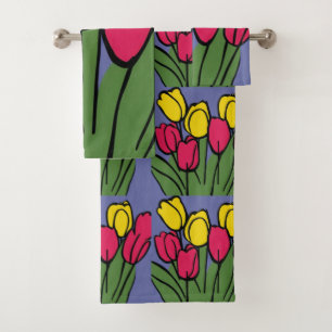 Spring Tulips Bath Towel Set