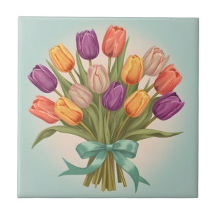 Spring tulips bouquet tile