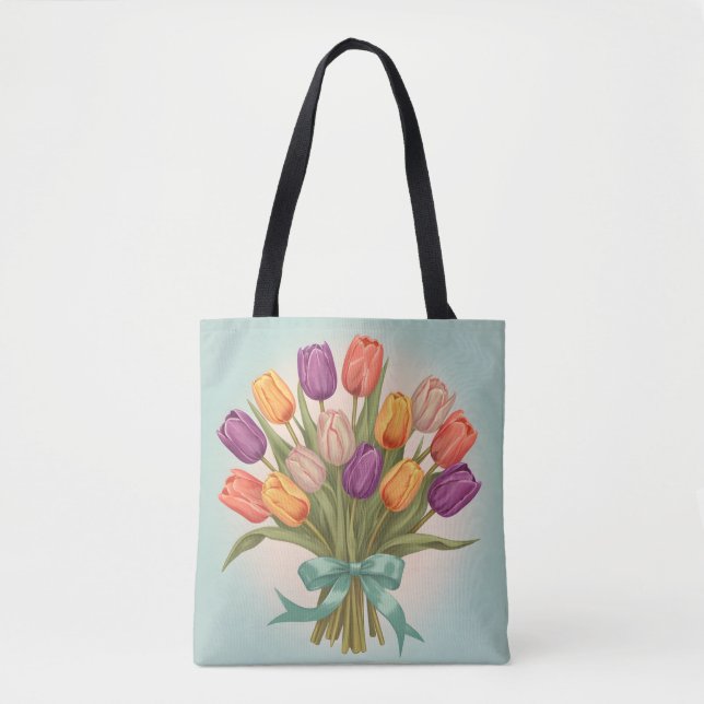 Spring tulips bouquet tote bag (Front)