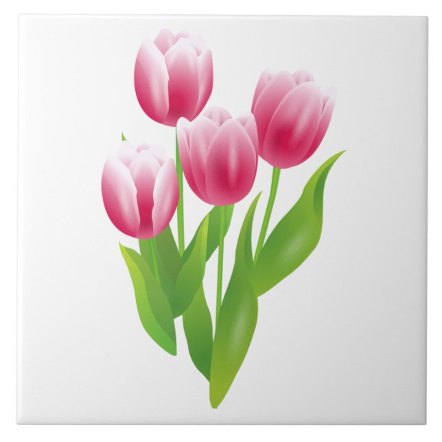 Spring Tulips. Easter Gift Tile (Front)