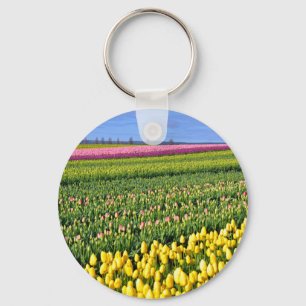 Spring tulips field key ring