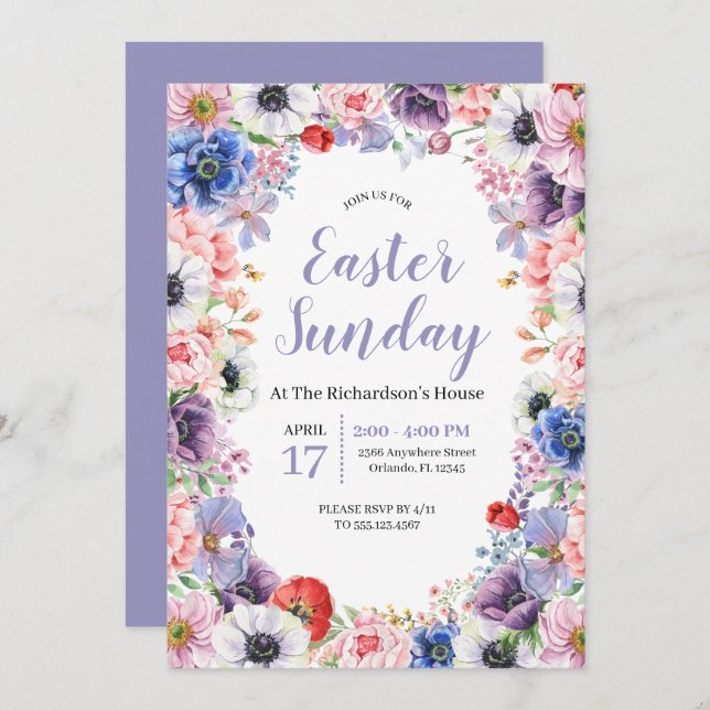 Spring Tulips Floral Easter Celebration Invitation (Front/Back)