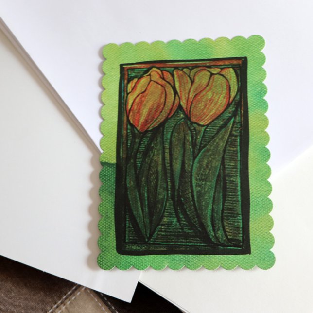 Spring Tulips Flower Tulip Art                     Thank You Card (Creator Uploaded)