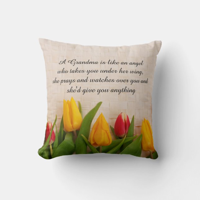 Spring Tulips for Grandma Pillow (Front)