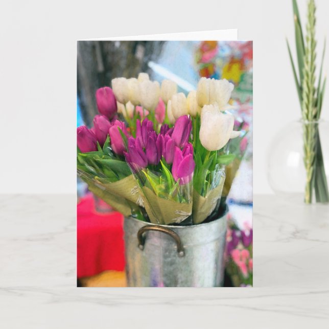 Spring tulips for sale card (Front)