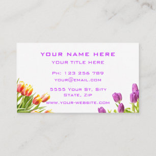 Spring Tulips Garden Floral Elegant Professional Business Card