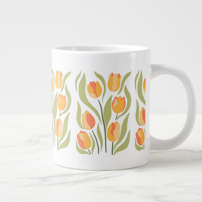 Spring Tulips Pattern Large Coffee Mug (Right)