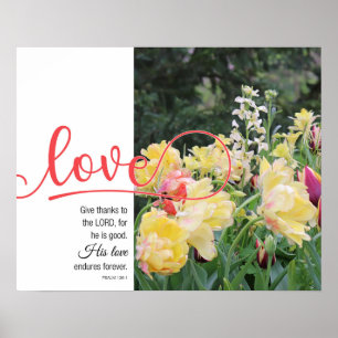 Spring Tulips Psalm 136 Love Poster