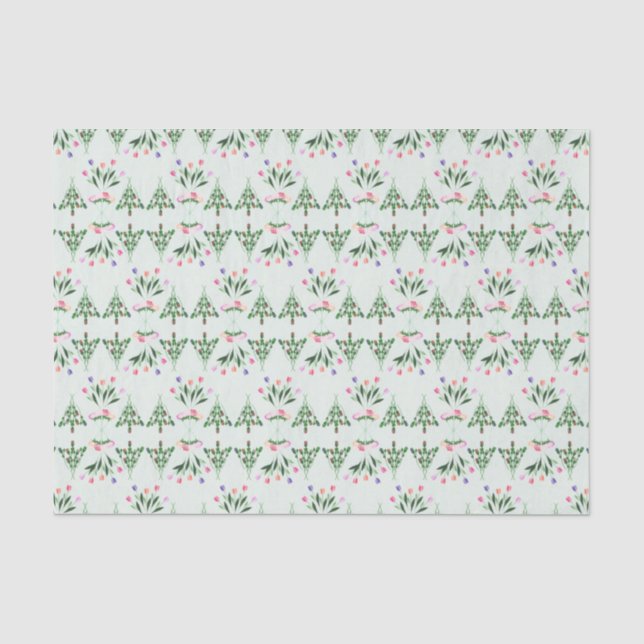 Spring Tulips Rose Floral Garden Tissue Paper (Front)