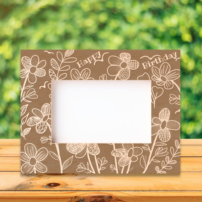 Spring Unique Whimsical Doodle Flowers Birthday  Etched Frames (Creator Uploaded)