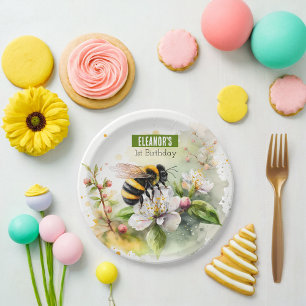 Spring vibes Bumblebee - Birthday Party - Paper Plate