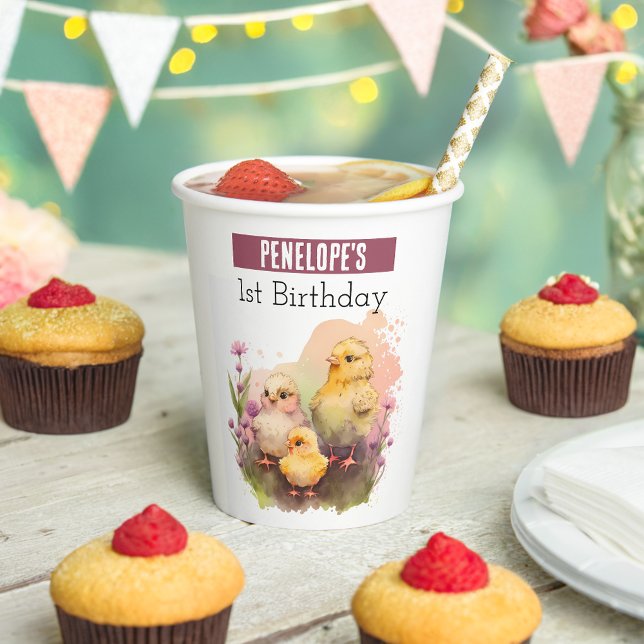 Spring vibes Chicks - 1st birthday - Paper Cups (Creator Uploaded)