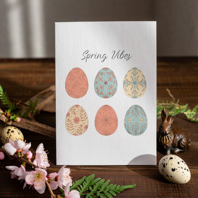 Spring Vibes – Easter Card with Floral Patterned E (Creator Uploaded)