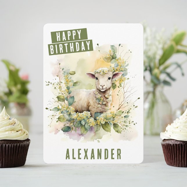 Spring vibes Lamb Birthday Card (Creator Uploaded)