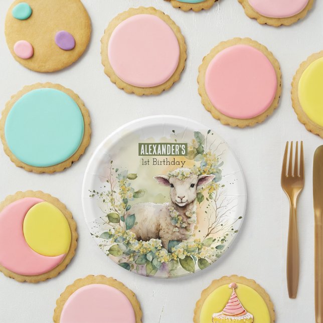 Spring vibes Lamb -  Birthday Party - Paper Plate (Creator Uploaded)