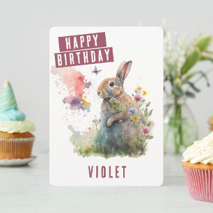 Spring vibes Rabbit Birthday Card