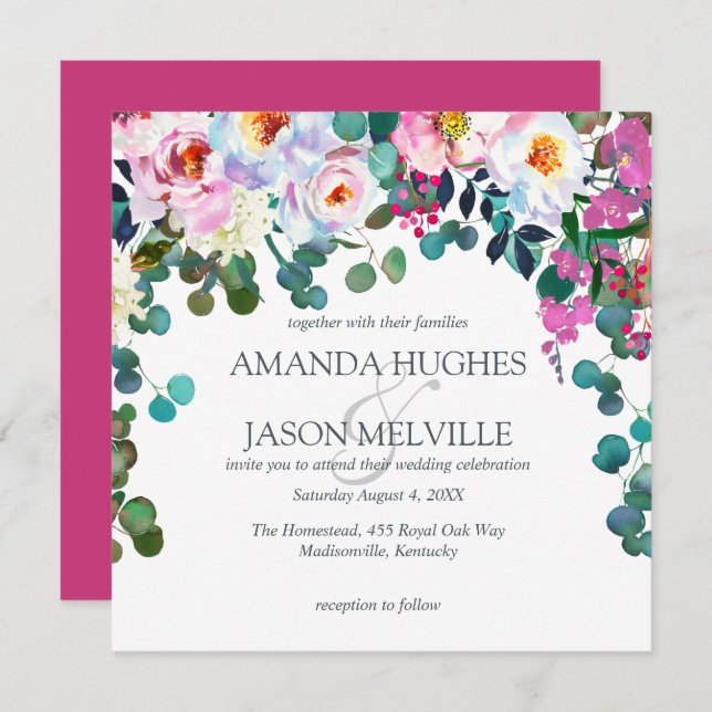 Spring Vibrant Bloom Floral Wedding Invitation (Front/Back)