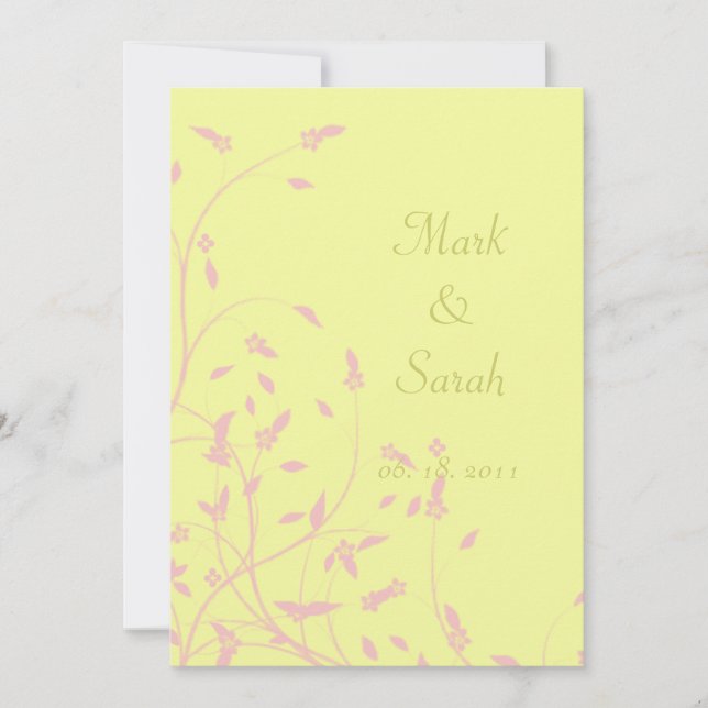 Spring Vines and Birds Butter Yellow II Invitation (Front)