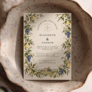 Spring Vineyard Wedding Lemons Olive Branches Invitation