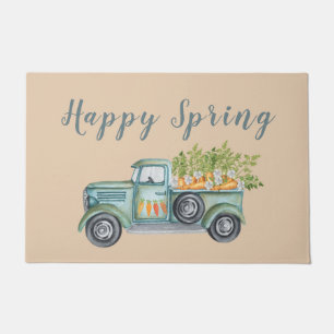 Spring Vintage Blue Green Truck Doormat