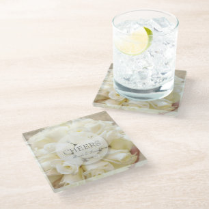 Spring vintage flower loveletter wedding glass coaster