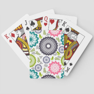 Spring vintage flowers white background playing cards