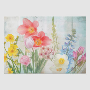  Spring Vintage Watercolor Floral Tissue Paper