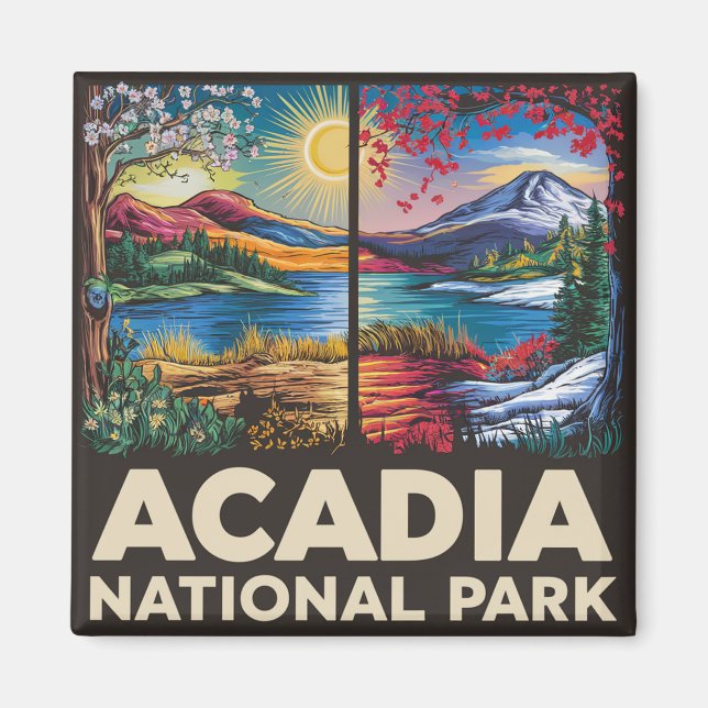 Spring vs Autumn Acadia National Park Gift  Magnet (Front)