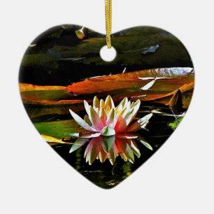 SPRING WATER LILY IN A POND CERAMIC TREE DECORATION