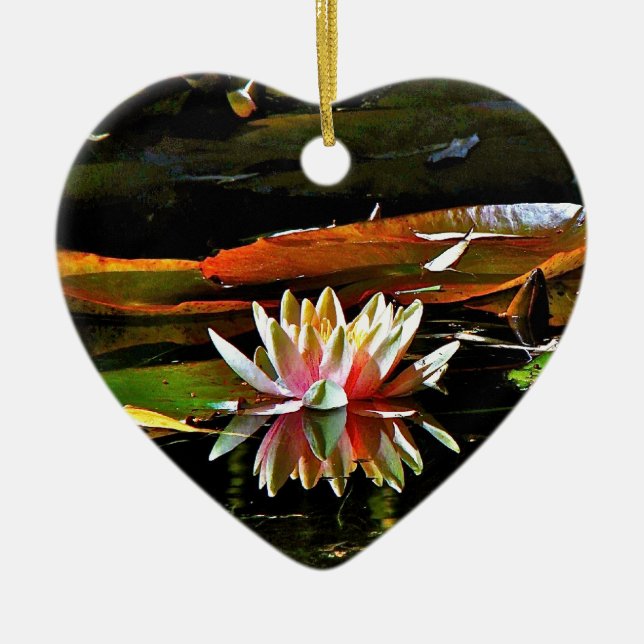 SPRING WATER LILY IN A POND CERAMIC TREE DECORATION (Front)