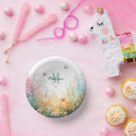 Spring Watercolor Birds Floral Monogram Wildflower Paper Plate<br><div class="desc">Spring Watercolor Birds Floral Monogram Wildflower Name</div>