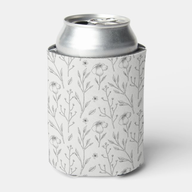 Spring Watercolor Botanical Blooming Seamless Can Cooler (Can Front)