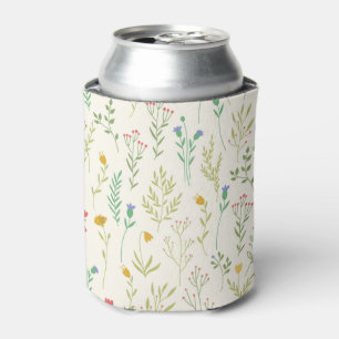 Spring Watercolor Botanical Blooming Seamless Can Cooler