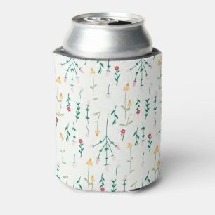 Spring Watercolor Botanical Blooming Seamless Can Cooler
