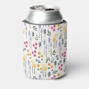Spring Watercolor Botanical Blooming Seamless Can Cooler