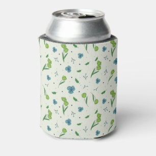 Spring Watercolor Botanical Blooming Seamless Can Cooler